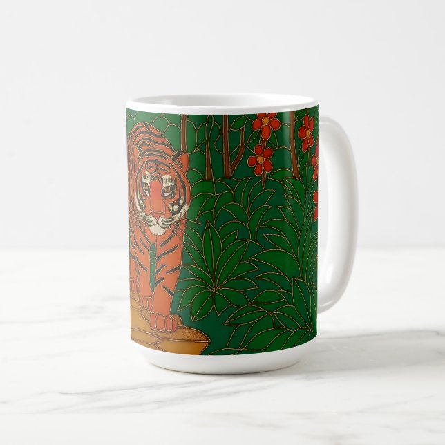 Taza De Café Cloisonne Art Tiger on the Jungle Path (Anverso derecho)