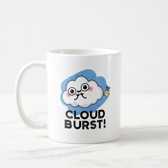 Taza De Café Cloud Burst Funny Cloud Fart Pun (Izquierda)