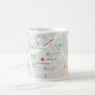 Taza De Café Club Cavern Mapa de Mathew Street Liverpool