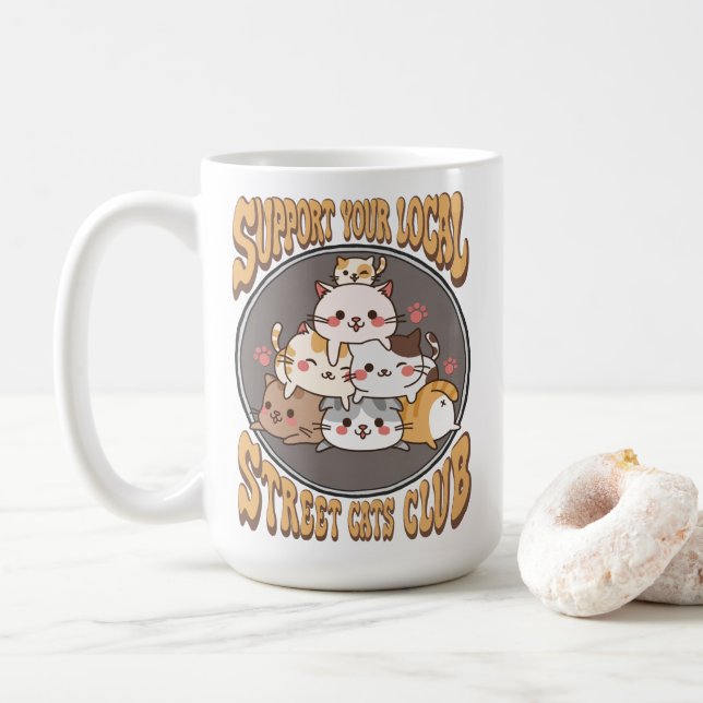 Taza De Café Club de gatos callejeros (Con donut)