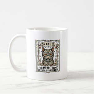 Taza De Café Club de gatos neon gato ciberpunk arte vectorial v