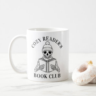 Taza De Café Club de Lectura Esqueleto Lector Acogedor