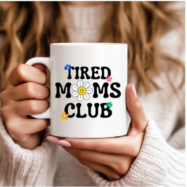 Taza De Café Club de Mamás Cansadas Retro Daisy Funny (Subido por el creador)