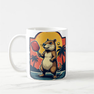Taza De Café Club de Pickleball Capybara Logo Retro Deportes Ar