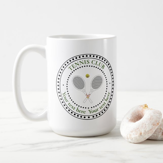 Taza De Café Club de tenis de texto de personalizable (Con donut)