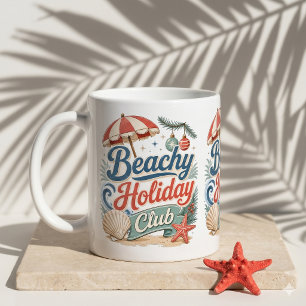 Taza De Café Club de Vacaciones Playero Navidad Costera Retro