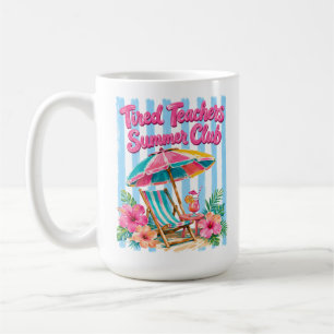 TAZA DE CAFÉ CLUB DE VERANO DE PROFESORES CANSADOS ROSA Y AZUL