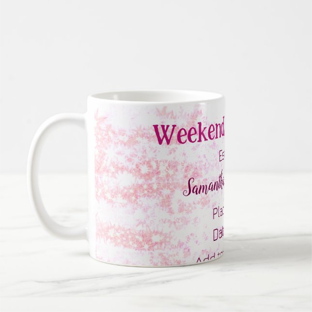 Taza De Café club social del fin de semana rosa brillo despedid (Izquierda)