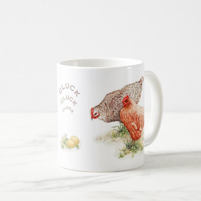 Taza De Café Cluck Hens Eggs Mug (Anverso derecho)