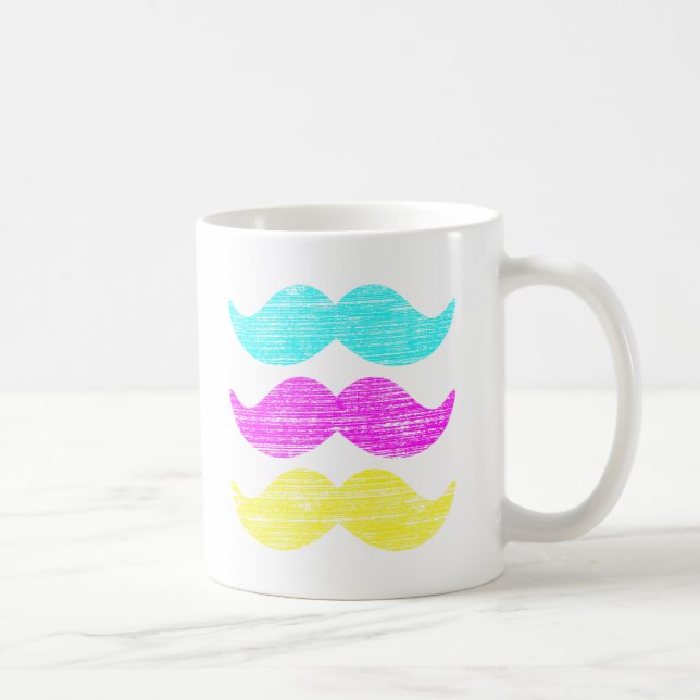 Taza De Café CMY Mustaches (estilo letterpress) (Derecha)