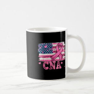 Taza De Café Cna Enfermera Bandera Americana Cinta Rosa Cáncer