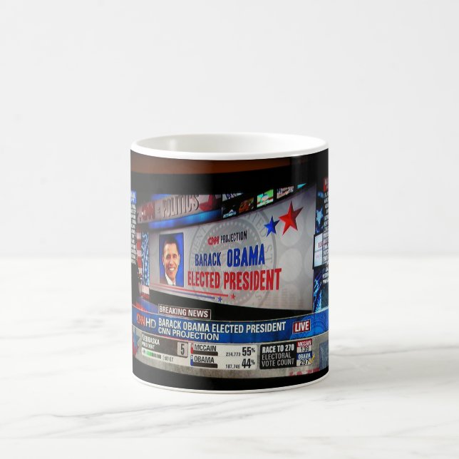 Taza De Café CNN: Obama eligió a presidente Mug (Centro)