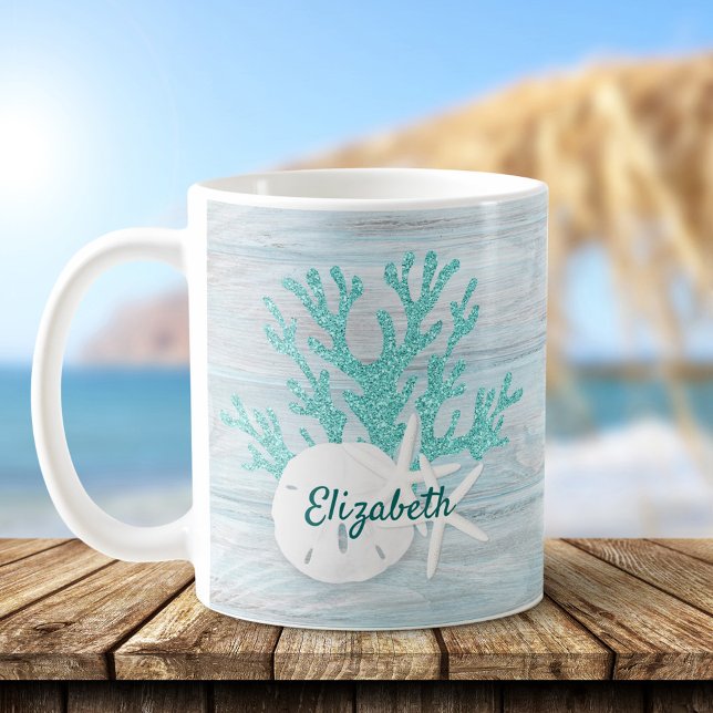 Taza De Café Coastal Beach Driftwood Starfish (Subido por el creador)