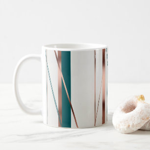 Taza De Café Cobre abstracto moderno con acentos de azul verdos
