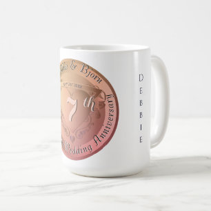 Taza De Café Cobre del 7/22 Aniversario del Boda