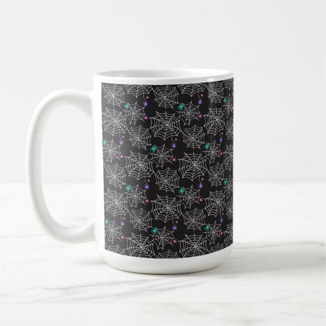 TAZA DE CAFÉ COBWEBS BLANCAS CON ROBADORES VERDES DE PURPLE ROS (Izquierda)
