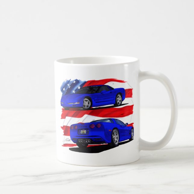 Taza De Café Coche 1999-04 del azul del Corvette (Derecha)