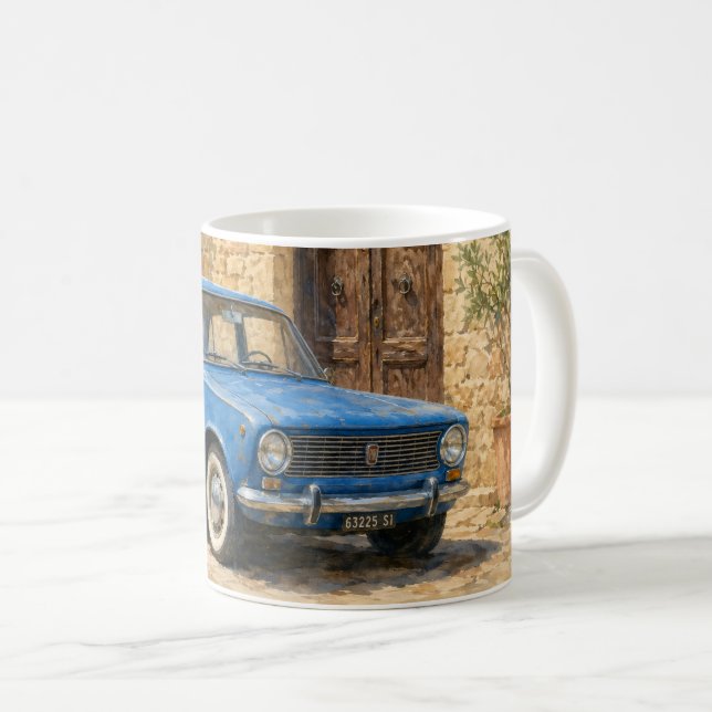 Taza De Café Coche Antiguo en Calle Rústica (Anverso derecho)