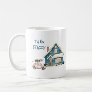 Taza De Café Coche Bug Rosa Trae el Árbol de Navidad