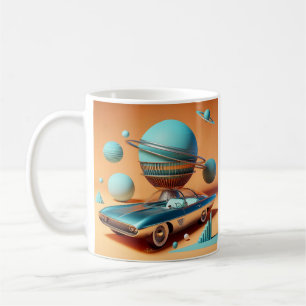 Taza De Café Coche crucero con vista futurista atómica al cielo