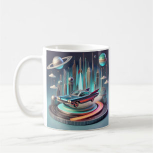 Taza De Café Coche cupé atómico futurista con aletas grandes