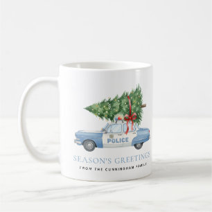 Taza De Café Coche de árbol de Navidad del oficial de policía m