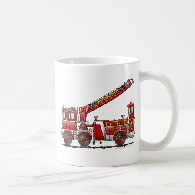 Taza De Café Coche de bomberos de gancho y de escalera (Derecha)