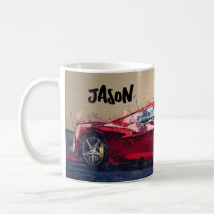 Taza De Café Coche de Carreras Rojo