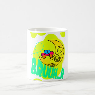 Taza De Café Coche de dibujos animados lindo conduciendo en Cre