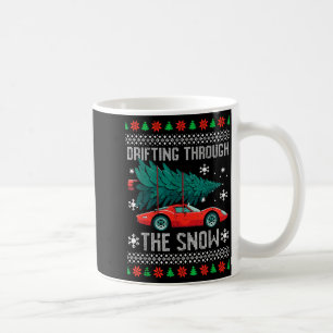Taza De Café Coche de Navidad Derrapando a Través de la Nieve H