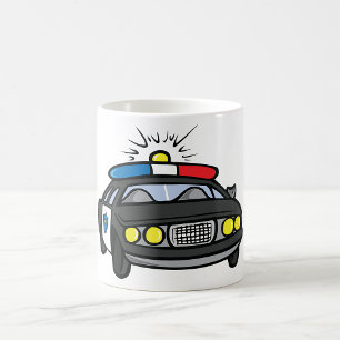 Taza De Café Coche de Policía con Luces de Sirena Intermitentes
