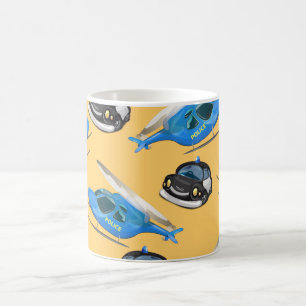 Taza De Café Coche de policía y helicóptero