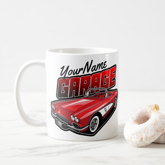 Taza De Café Coche deportivo clásico rojo C1 personalizado de 1 (Con donut)