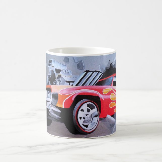 Taza De Café Coche estrellado a través de la pared (Centro)