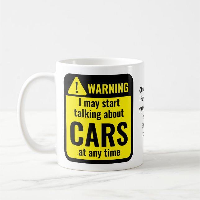 Taza De Café Coches divertidos aviso personalizado (Izquierda)