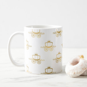 Taza De Café Coches Dorados Cenicienta Princesa Real Magia