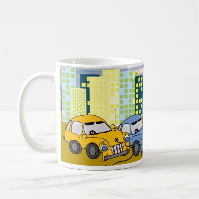 Taza De Café Coches híbridos enchufables de dibujos animados (Izquierda)