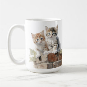 TAZA DE CAFÉ COCINA ADORABLE DE FLUFFY EN LA PARED DE LADRILLO