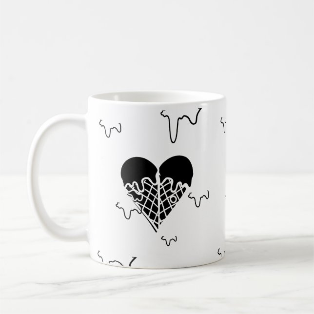 Taza De Café Cocina de corazón negro de Mikitiez y helado (Izquierda)