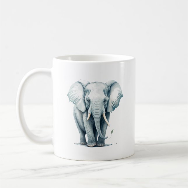 Taza De Café Cocina de elefante gris adorable (Izquierda)