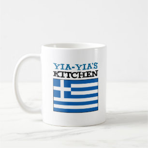 Taza De Café Cocina de Yia-Yia Bandera de Grecia