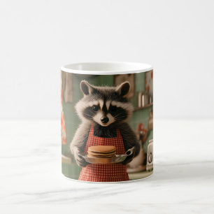 Taza De Café Cocina retro con un chef de mapache que sirve panq