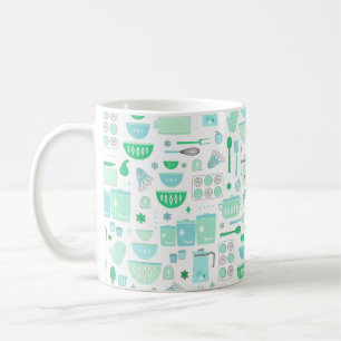 Taza De Café Cocina Vintage Menta y Verde Azulado