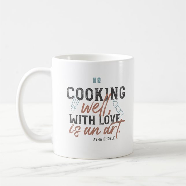 Taza De Café Cocinar bien con amor tipografía (Izquierda)