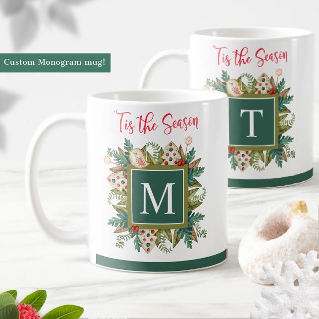 Taza De Café Cocinas monogramadas, festivas y verdes (Subido por el creador)