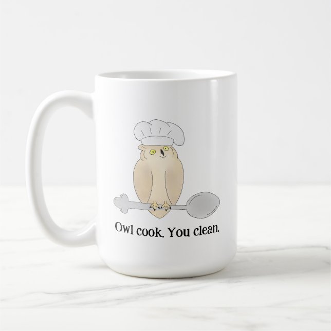 Taza De Café Cocinero Búho Adorable (Izquierda)