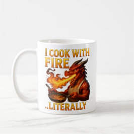 Taza De Café Cocino con Fuego... Literalmente  Chef Dragón Fant