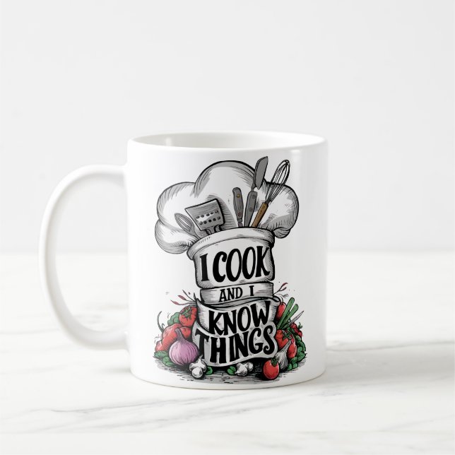 Taza De Café Cocino y sé cosas cocina divertida (Izquierda)