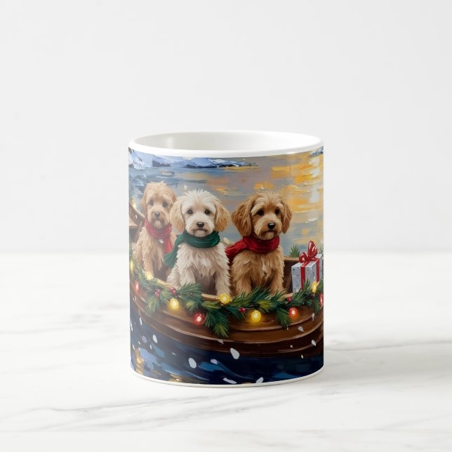 Taza De Café Cockapoo Christmas Boat Holiday (Centro)
