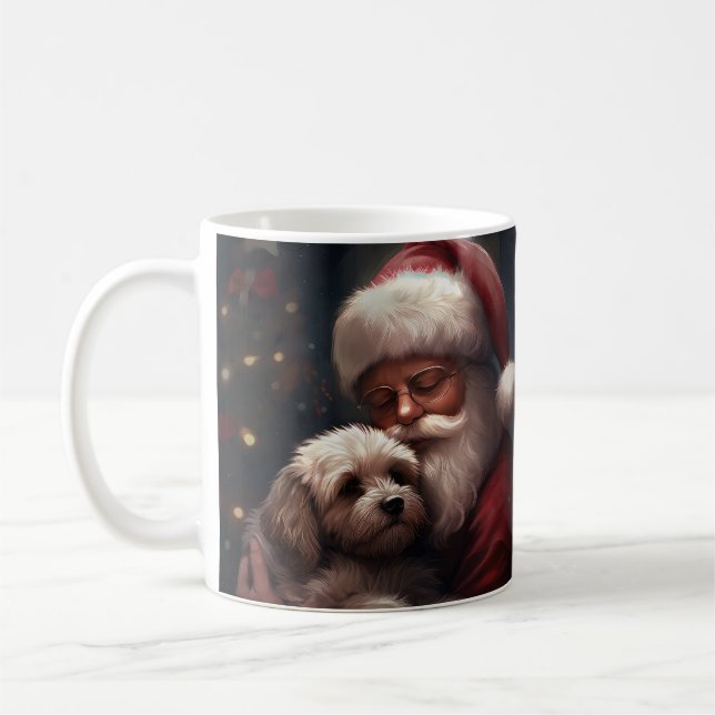 Taza De Café Cockapoo con Navidades festivos de Santa Claus (Izquierda)